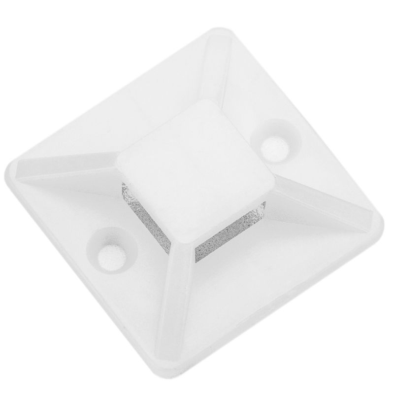 Pack de 100 bases blancas autoadhesivas 20x20mm para bridas de 5mm - BR10100 - 01