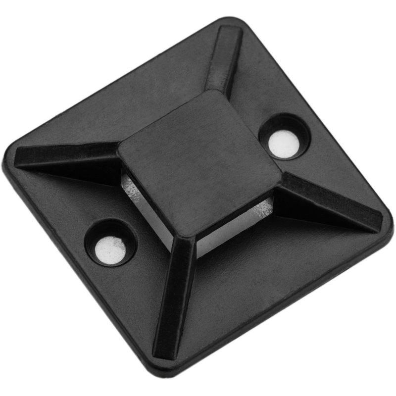 Pack de 100 bases negras autoadhesivas 25x25mm para bridas de 6.2mm - BR10400 - 01